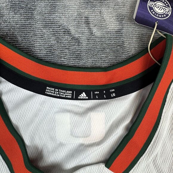 Miami Hurricanes Jersey Mens Large NCAA Basketball Adidas College Shirt - Picture 5 of 13